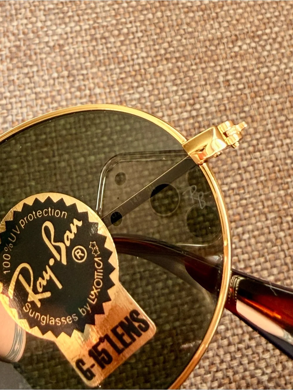 Ray-Ban RB3547 Gold Oval Sunglasses G-15 Green Lenses 51-21 Made Italy